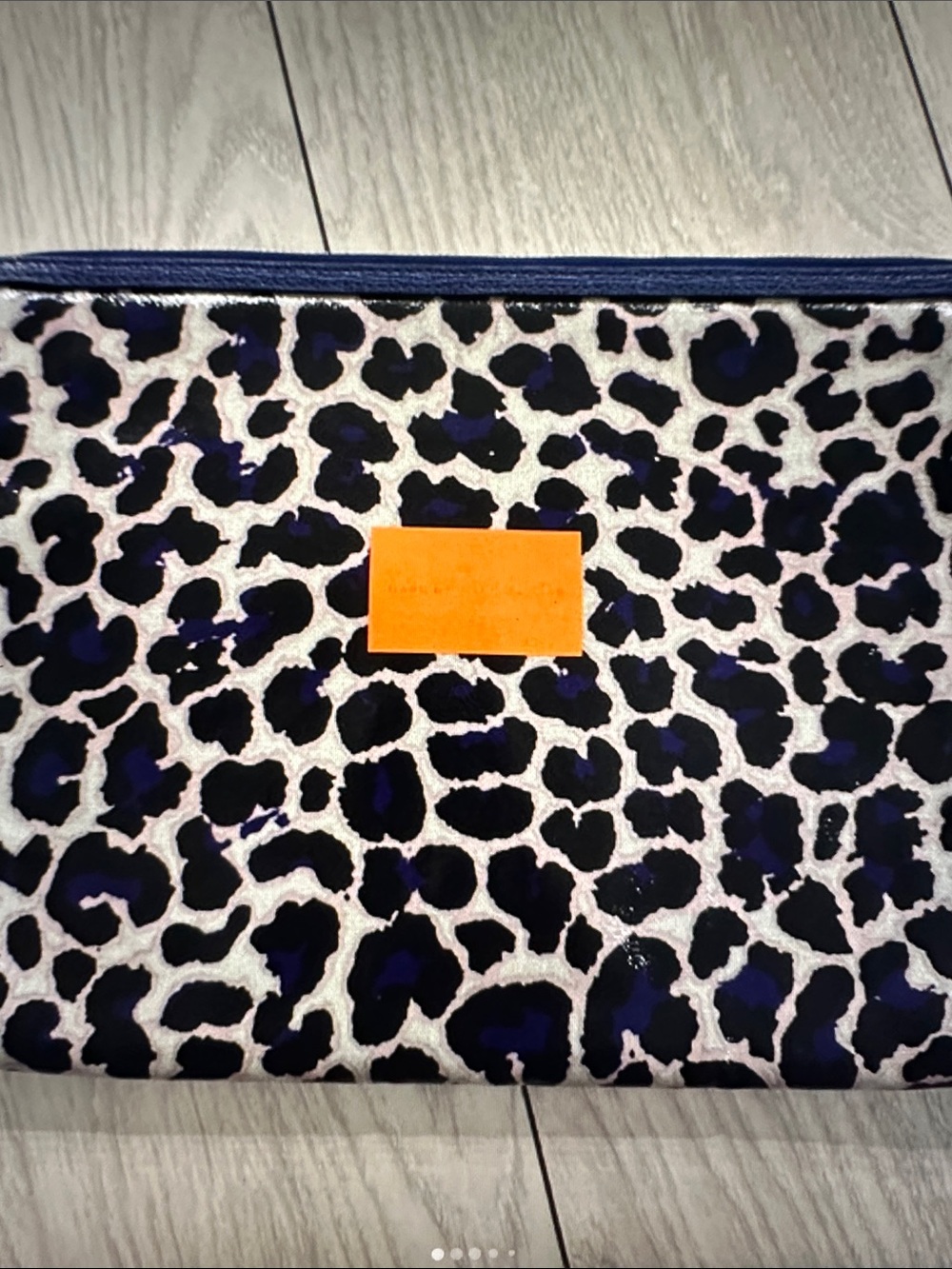 Marc Jacob Leopard Print Zip Clutch in Navy and White
